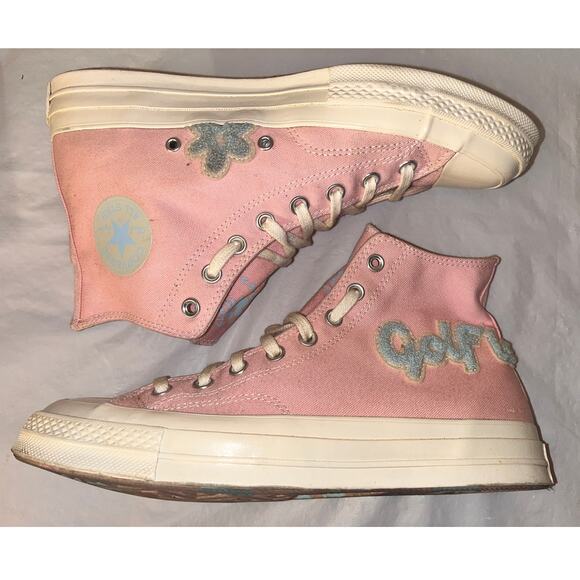 Converse Chuck 70 Hi x Golf Le Fleur Tyler The Creator Pink Chenille Unisex 9/11 - Picture 3 of 16